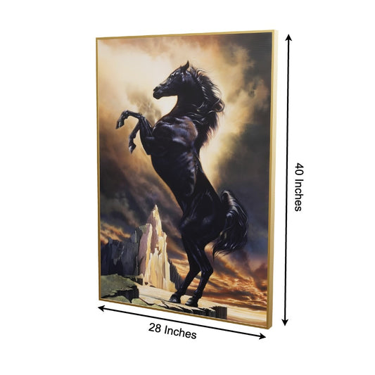 Black Stallion Symphony Crystal Glass Painting