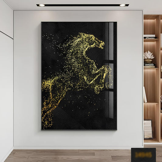 Abstract Jumping Stallion Crystal Glass Painting