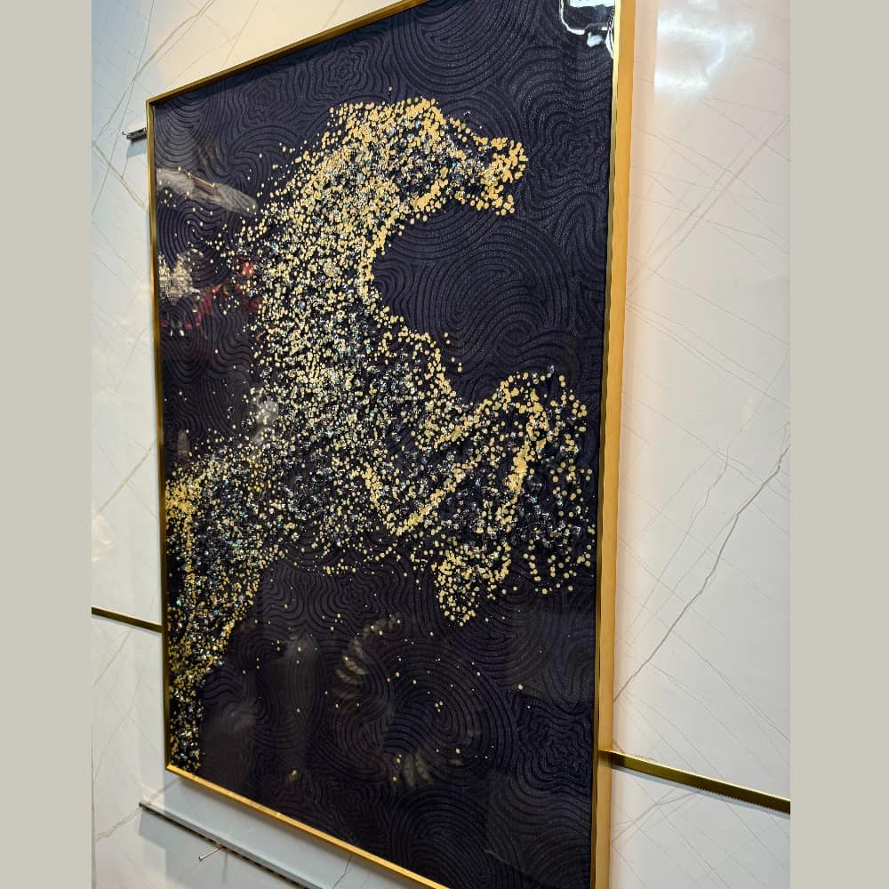 Abstract Jumping Stallion Crystal Glass Painting