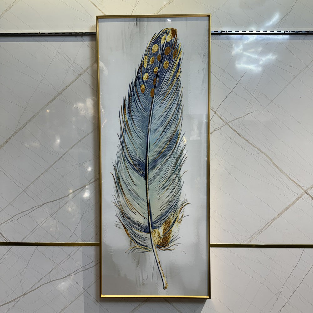 White Feather Crystal Glass Paintings for Wall Decor