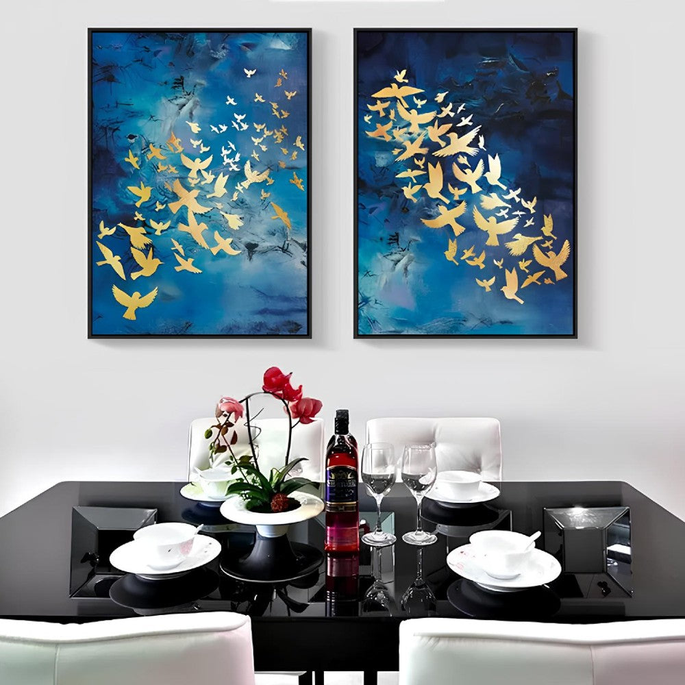 Free Spirited Birds Crystal Glass Painting – Set of 2