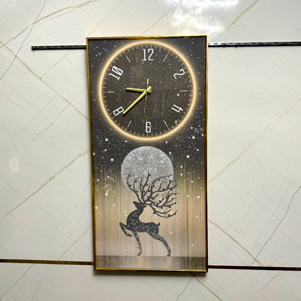 Galaxy of Stars Framed Crystal Glass Painting with Clock