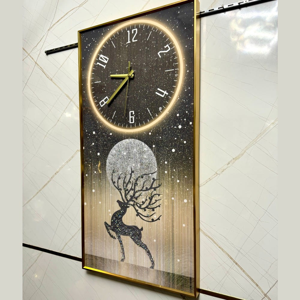 Galaxy of Stars Framed Crystal Glass Painting with Clock