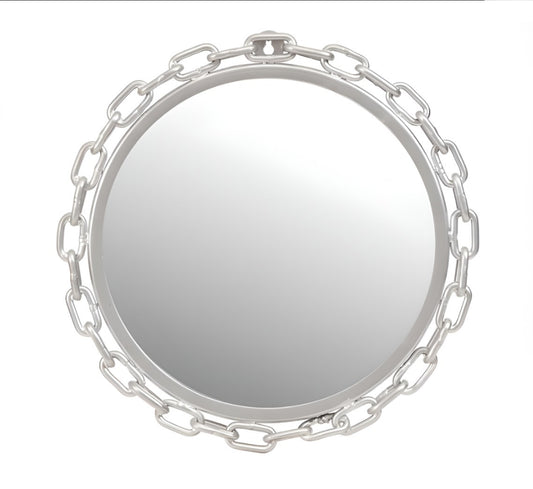 Silver & Brown Metal Mirror