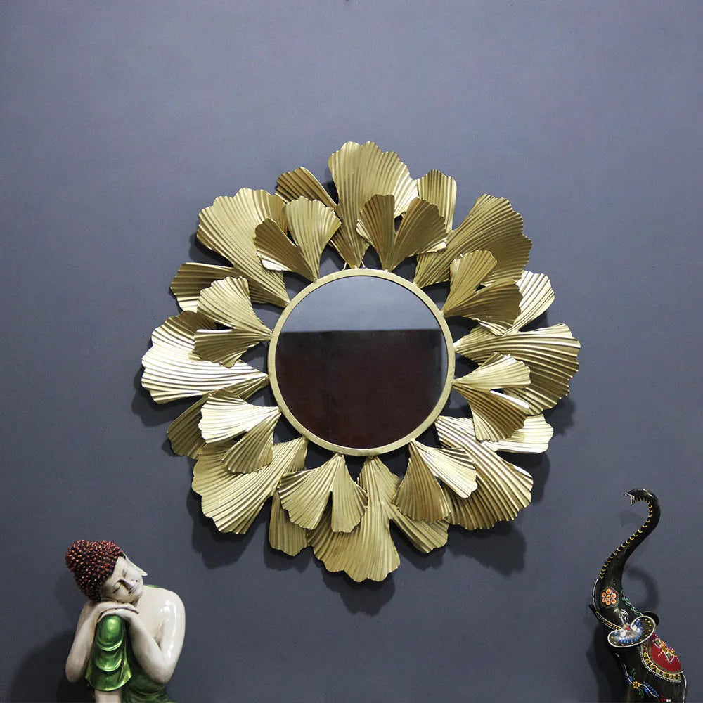 Round Wall Mirror In Gold Colour