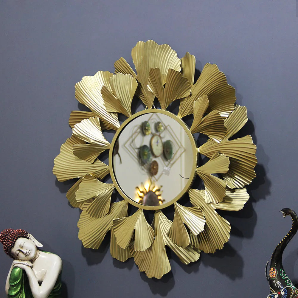 Round Wall Mirror In Gold Colour